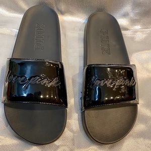 PINK black sandals size M (US 7-8)